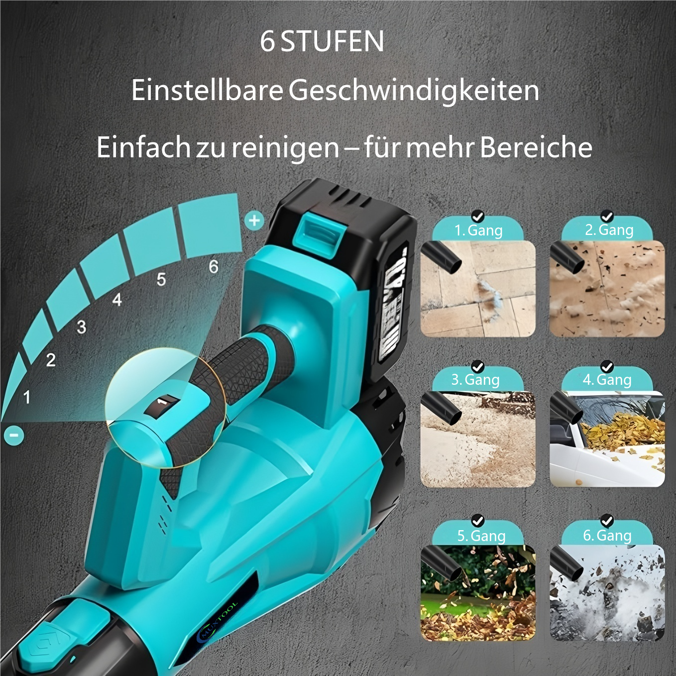 2 Batterien, kabelloser Lithium-Elektro-Haartrockner, leistungsstarker Staubbläser bläst Laub und Schnee weg