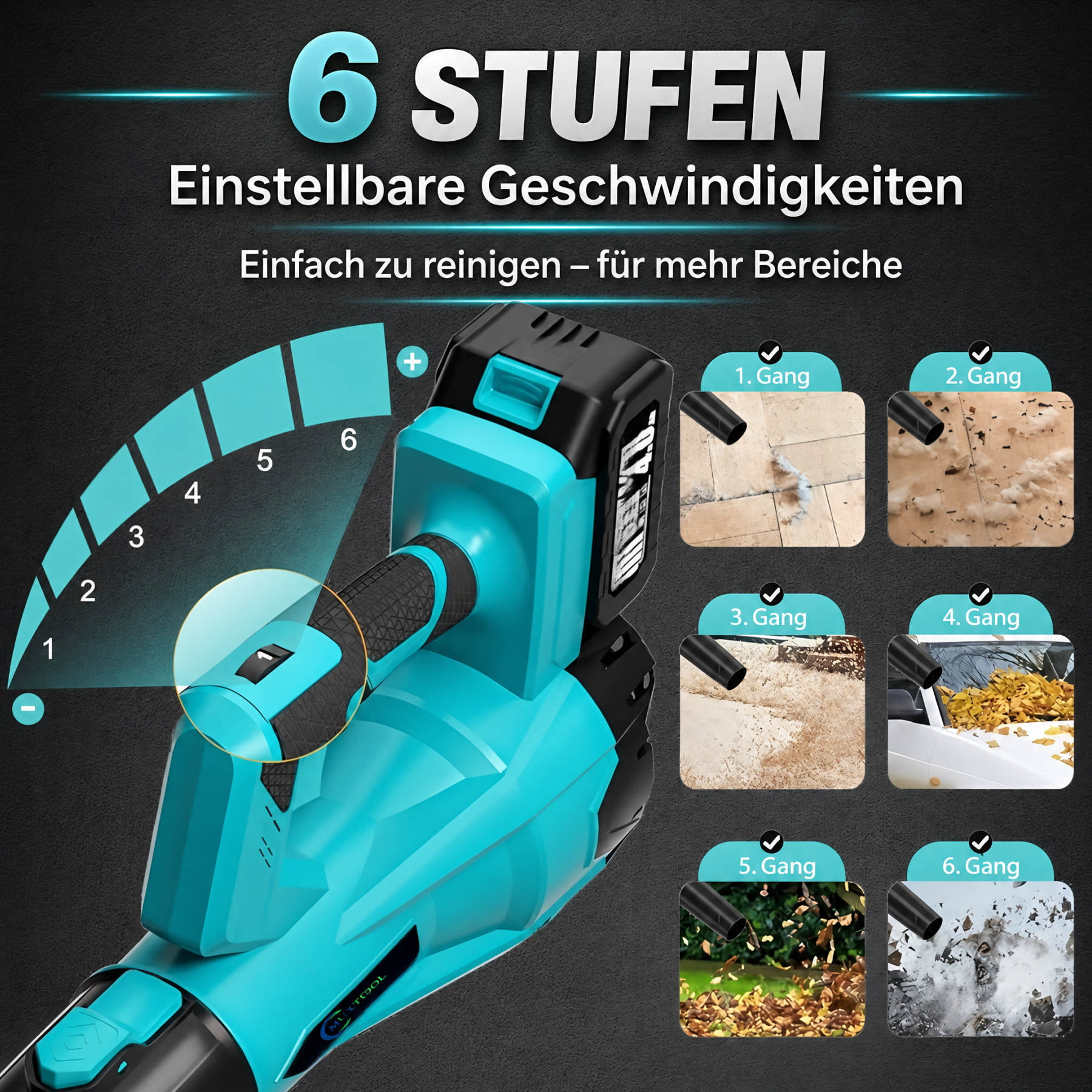 2 Batterien, kabelloser Lithium-Elektro-Haartrockner, leistungsstarker Staubbläser bläst Laub und Schnee weg