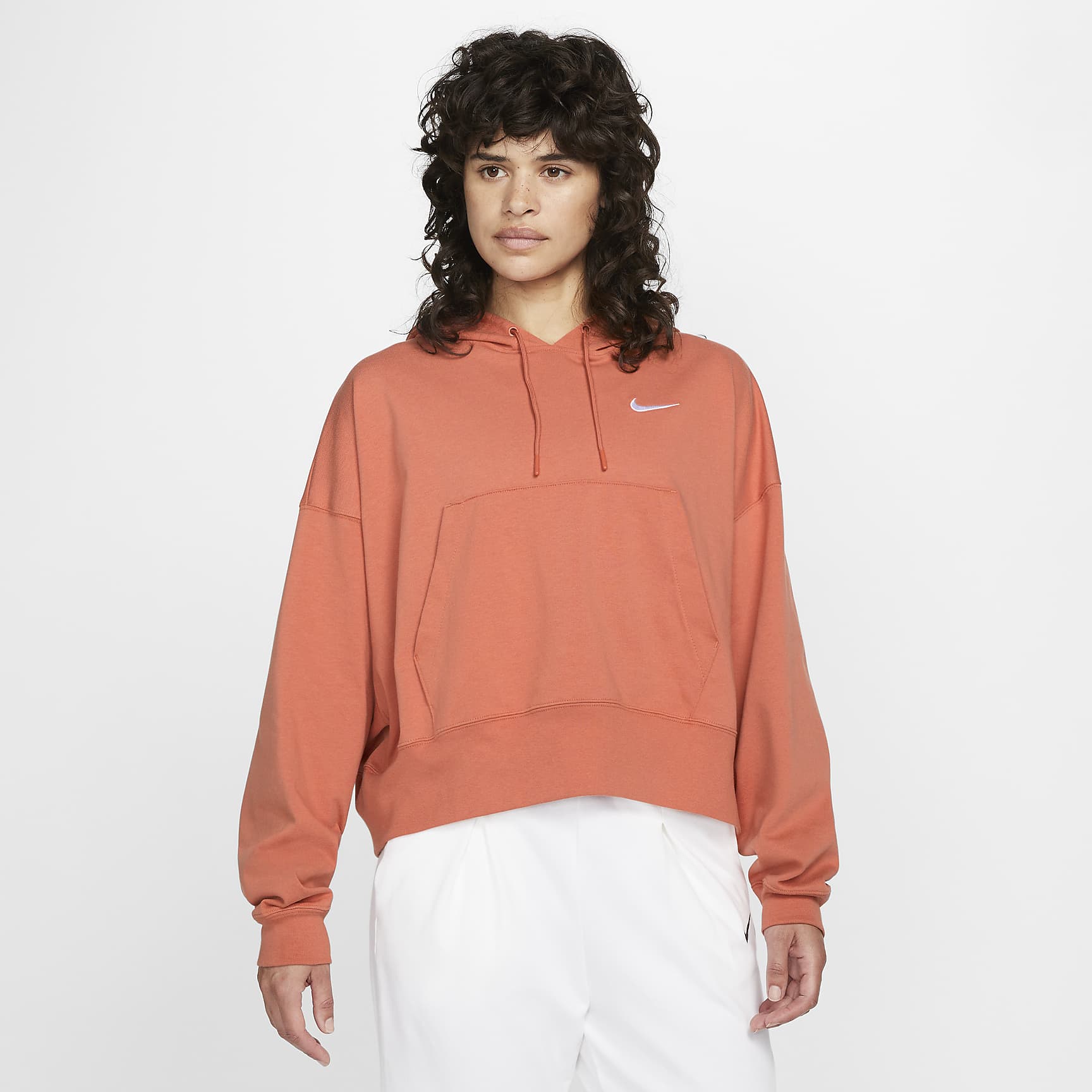 Sportswear - Women's Oversized Jersey Pullover Hoodie