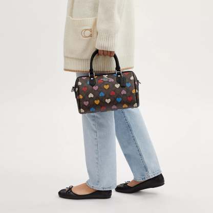 Coathtch  Rowan Satchel In Signature Canvas With Heart Print
