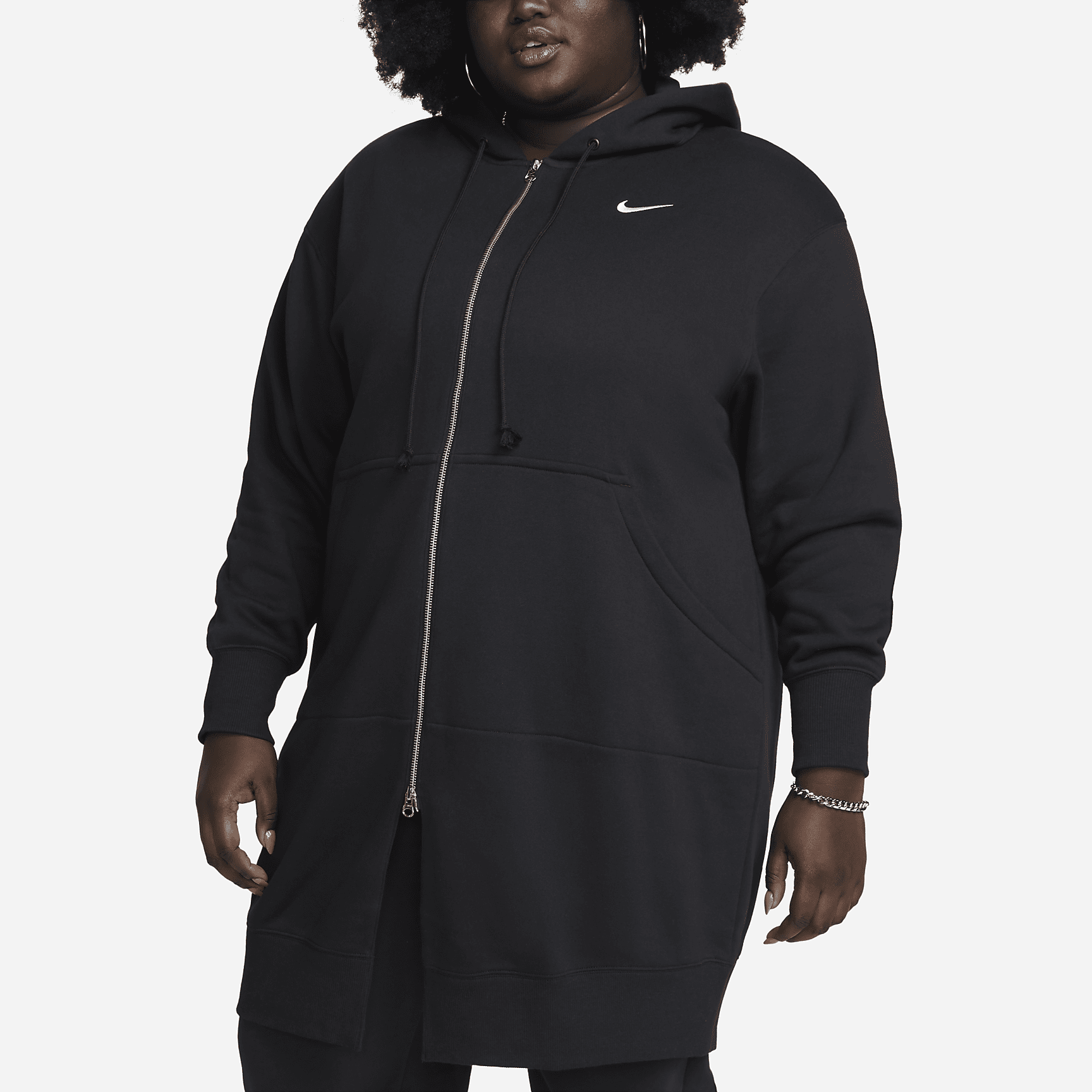 Sportswear - Women's Oversized Long Full-Zip Hoodie (Plus Size)
