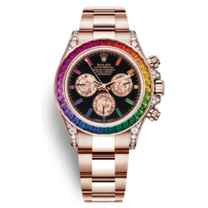 Daytona Rainbow Rose Gold Black Dial 40mm
