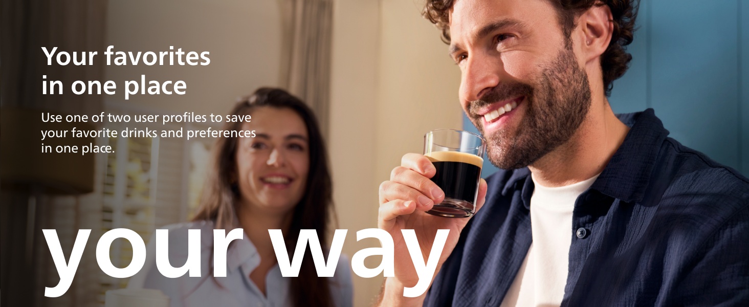 Coffee machine two user profiles preferences favorite