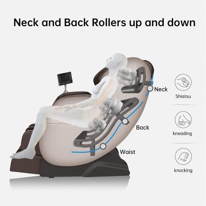 Real Relax 2022 Massage Chair of Dual-core S Track Recliner with Smart Voice Controller Zero Gravity (Brown)