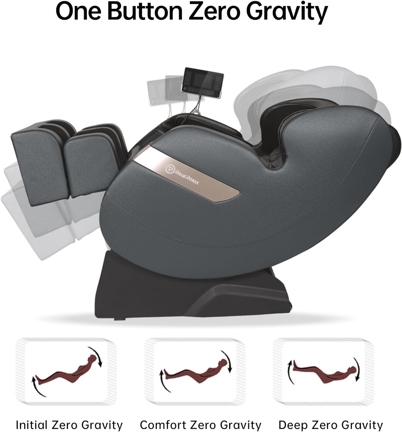 Real Relax 2022 Massage Chair of Dual-core S Track Recliner with Smart Voice Controller Zero Gravity (Brown)