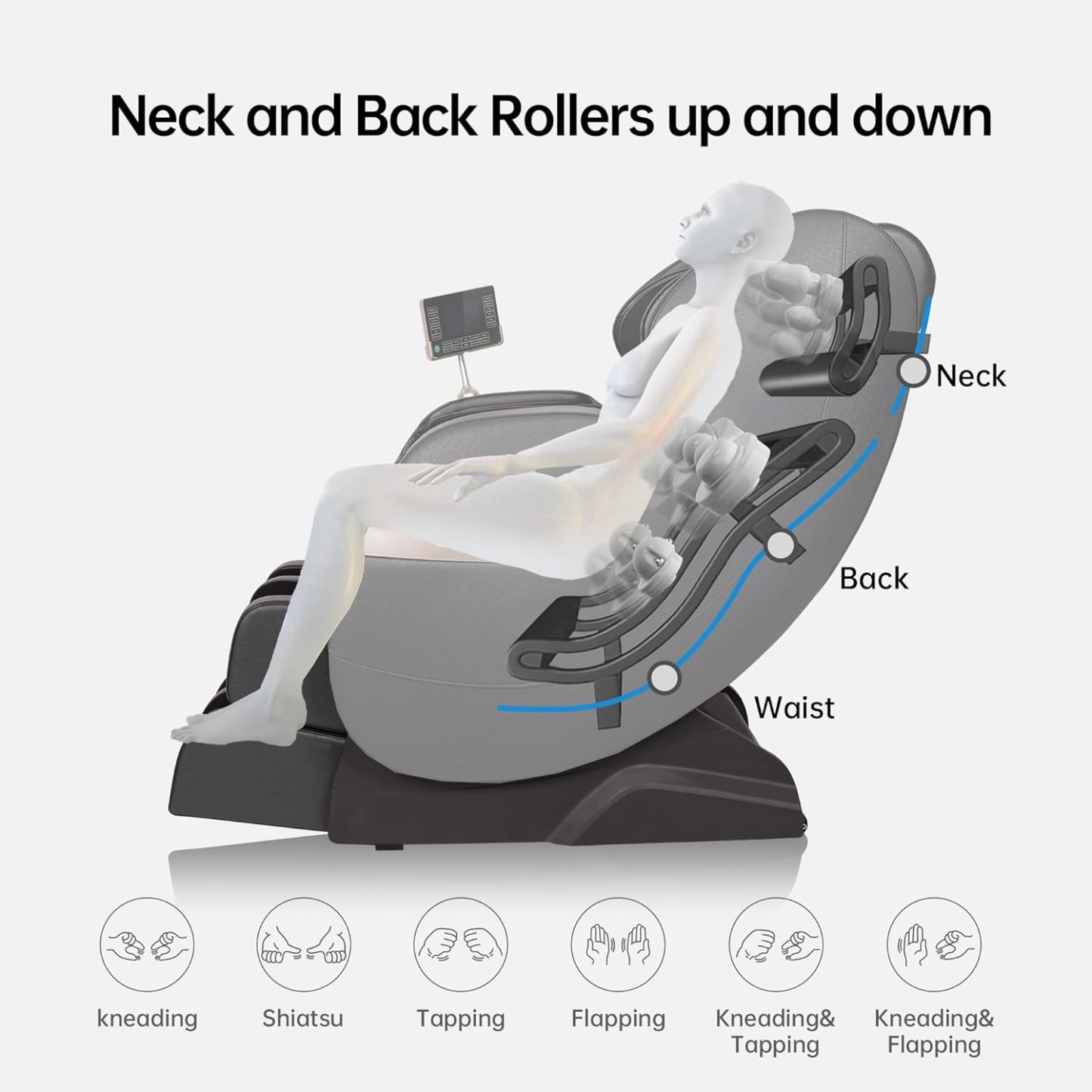 Real Relax 2022 Massage Chair of Dual-core S Track Recliner with Smart Voice Controller Zero Gravity (Brown)