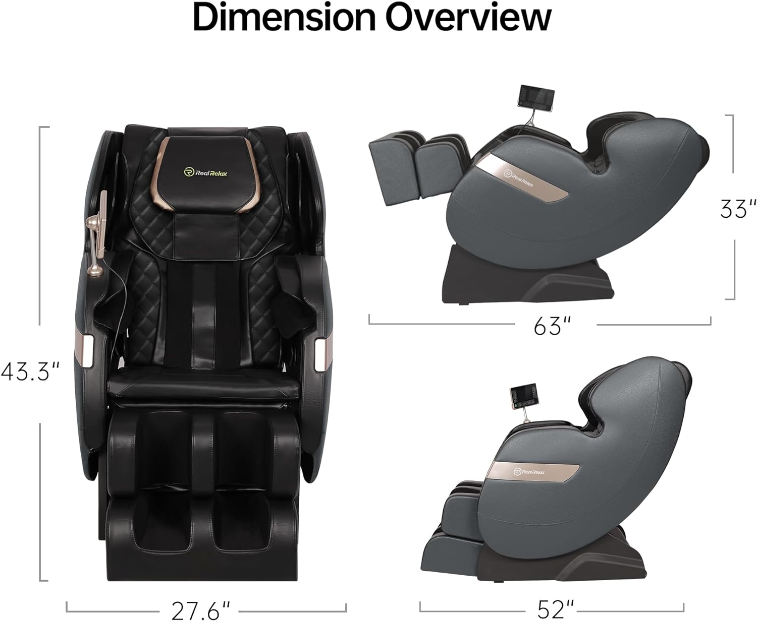 Real Relax 2022 Massage Chair of Dual-core S Track Recliner with Smart Voice Controller Zero Gravity (Brown)