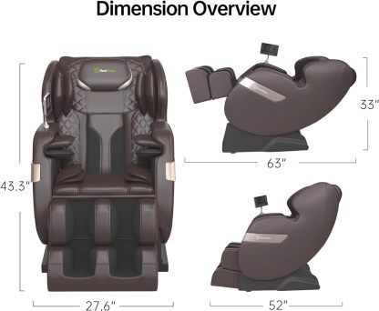 Real Relax 2022 Massage Chair of Dual-core S Track Recliner with Smart Voice Controller Zero Gravity (Brown)