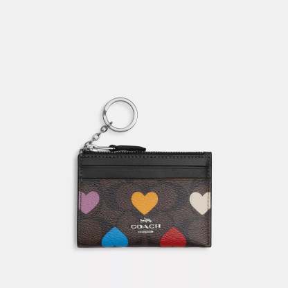 Coathtch  Mini Skinny Id Case In Signature Canvas With Heart Print