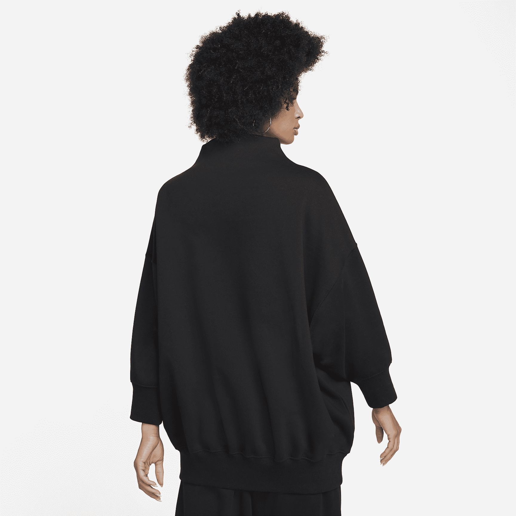 Sportswear Fleece - Women's Over-Oversized Mock-Neck 3/4-Sleeve Sweatshirt