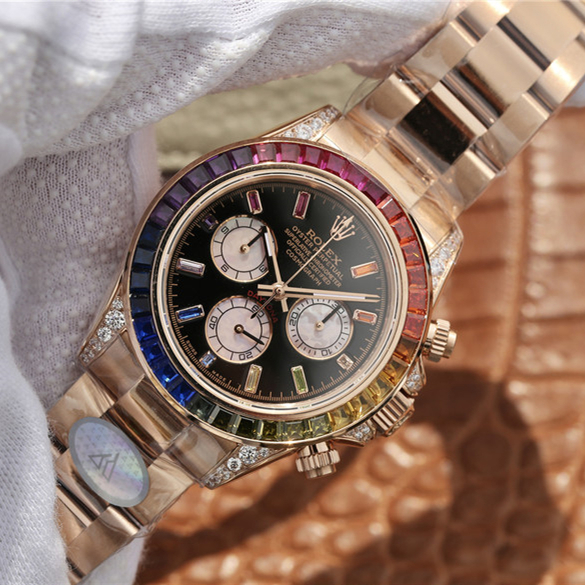 Daytona Rainbow Rose Gold Black Dial 40mm