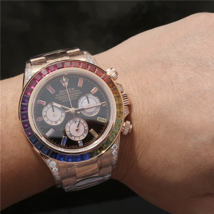 Daytona Rainbow Rose Gold Black Dial 40mm
