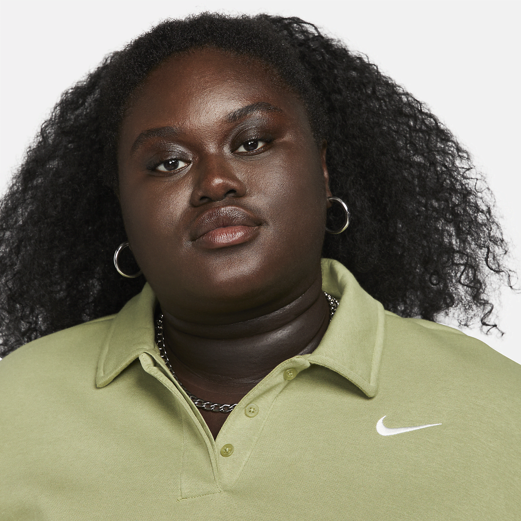 Sportswear  Fleece - Women's 3/4-Sleeve Crop Polo Sweatshirt (Plus Size)