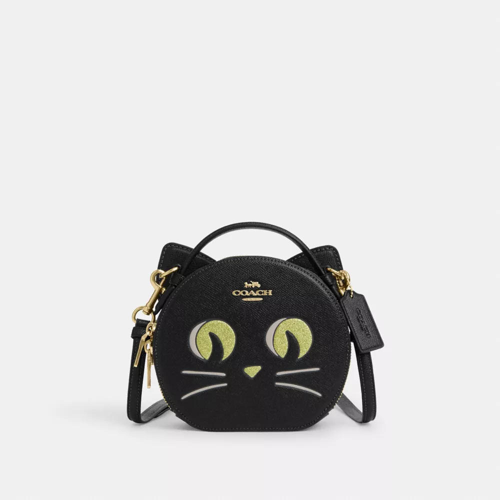 Canteen Crossbody Bag With Halloween Cat - Black