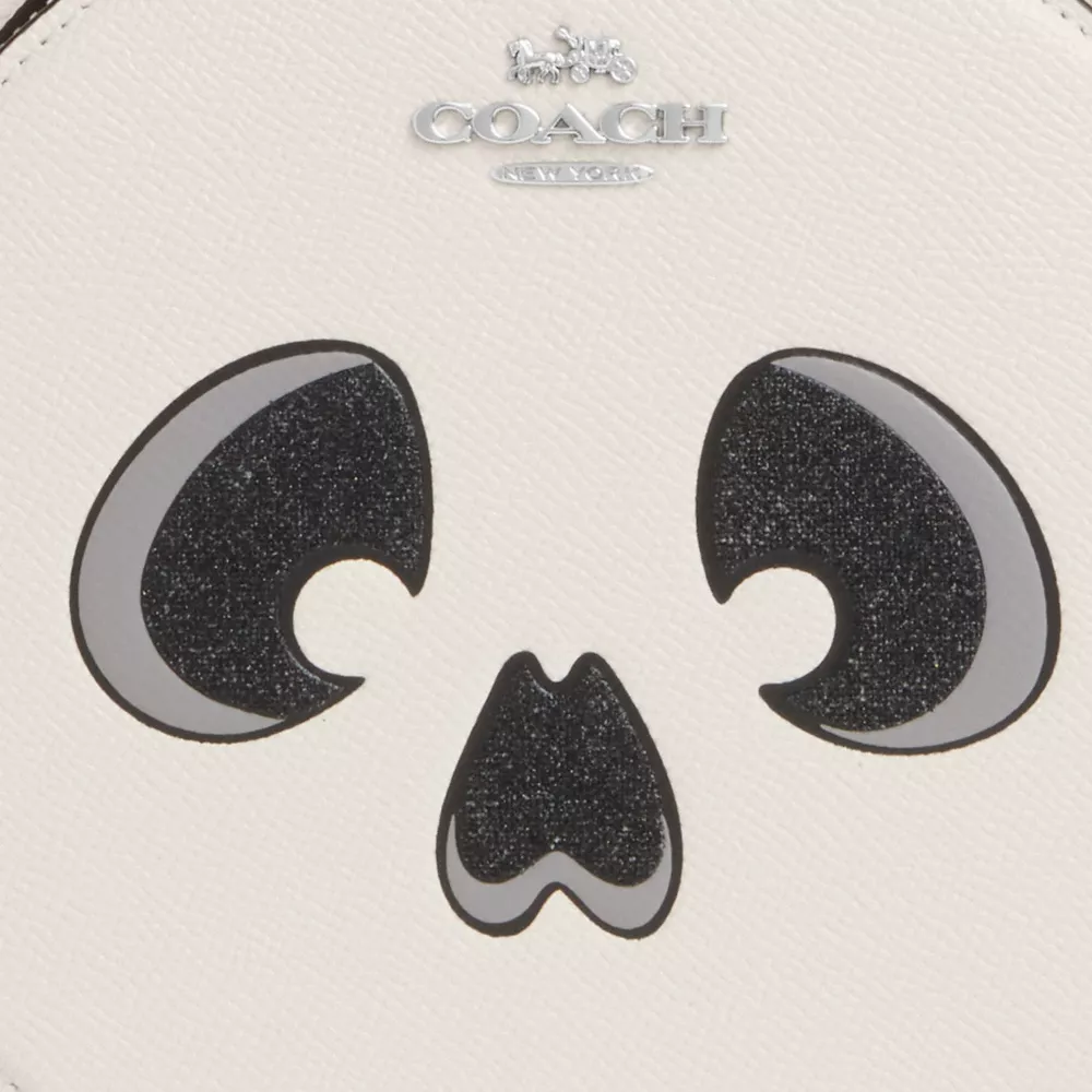 Canteen Crossbody Bag With Halloween Ghost Face Print - Silver