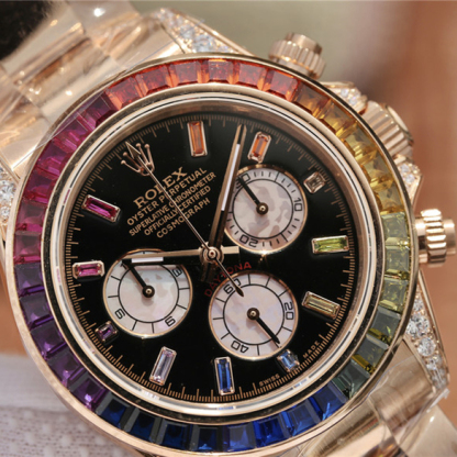 Daytona Rainbow Rose Gold Black Dial 40mm