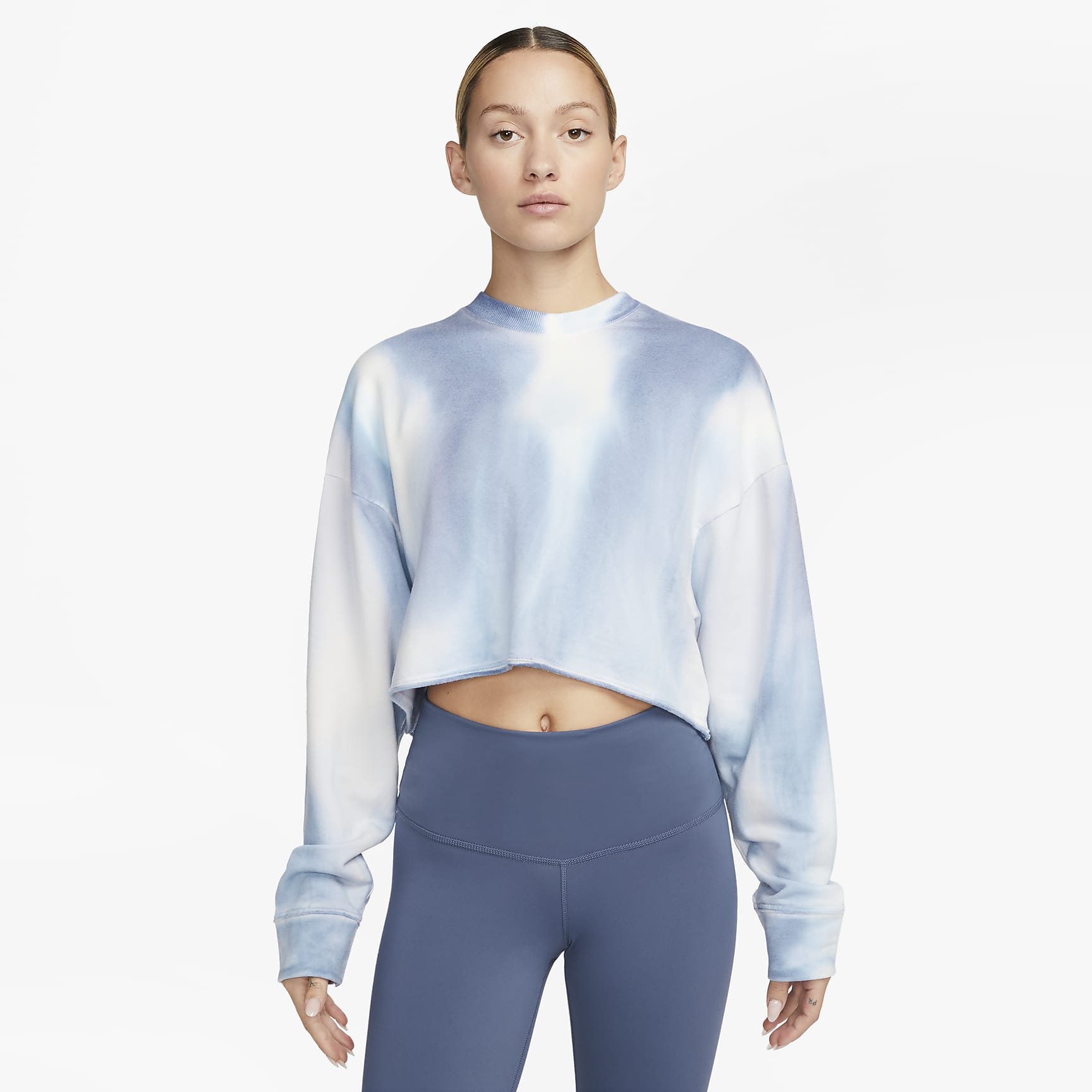 Yoga Luxe - Women's Cropped Crew-Neck Fleece Sweatshirt