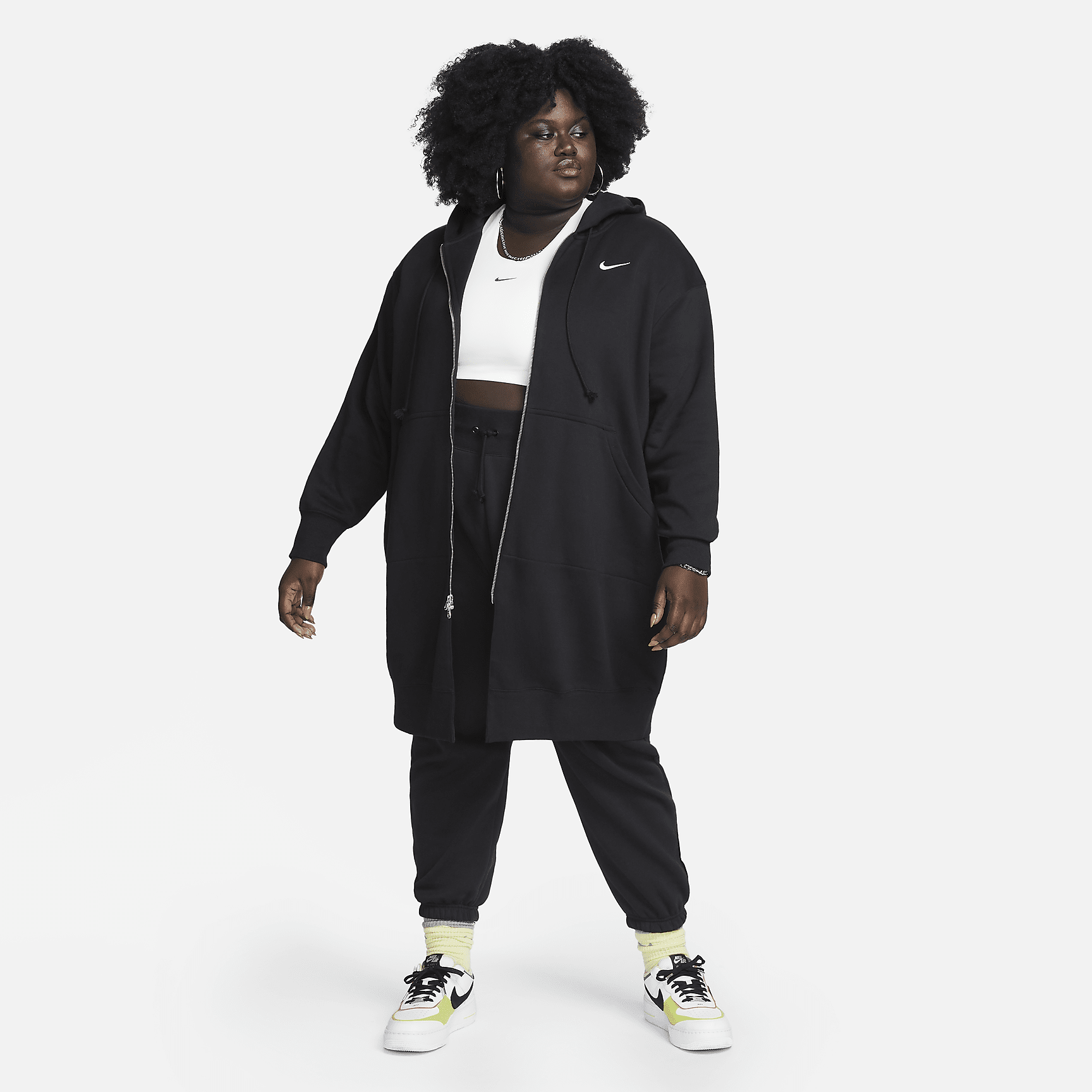 Sportswear - Women's Oversized Long Full-Zip Hoodie (Plus Size)