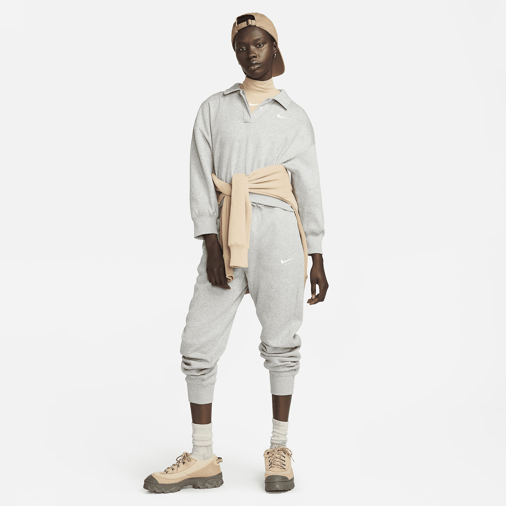 Sportswear Phoenix Fleece - Women's 3/4-Sleeve Crop Polo Sweatshirt