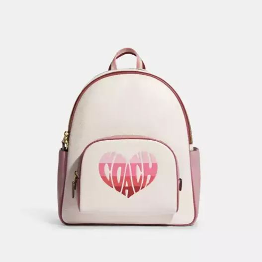 Backpack With Stripe Heart Motif