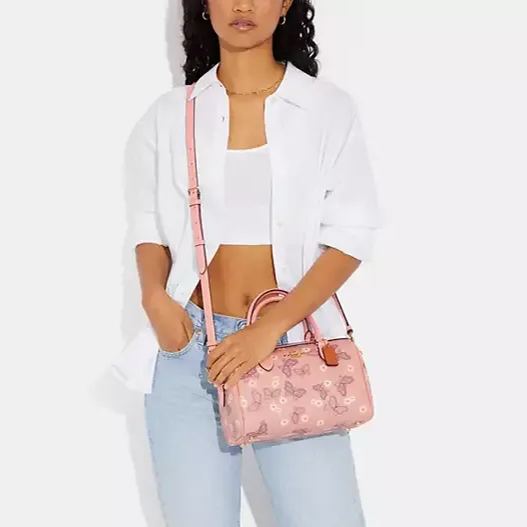 Satchel Bag With Butterfly Print