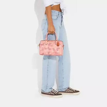 Satchel Bag With Butterfly Print
