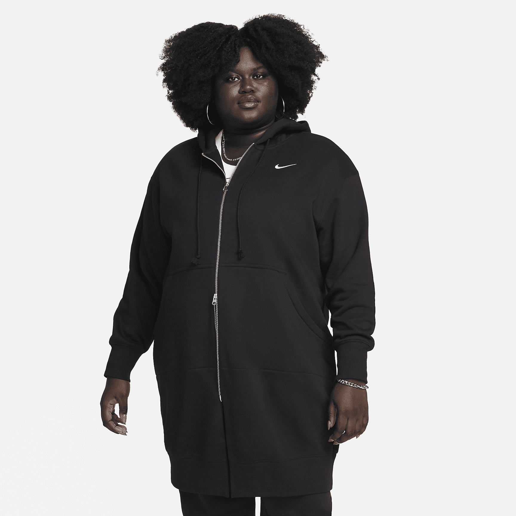 Sportswear - Women's Oversized Long Full-Zip Hoodie (Plus Size)