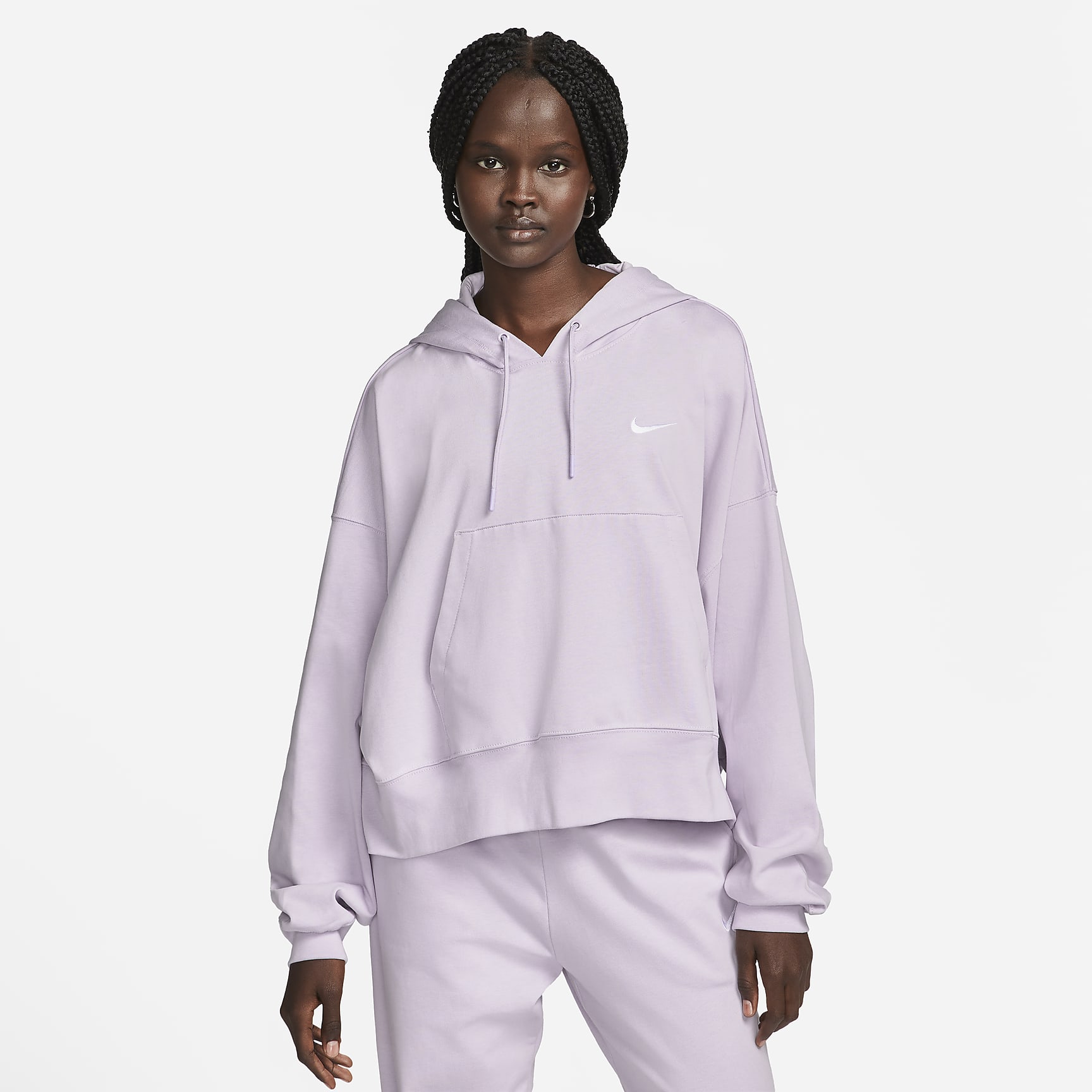 Sportswear - Women's Oversized Jersey Pullover Hoodie