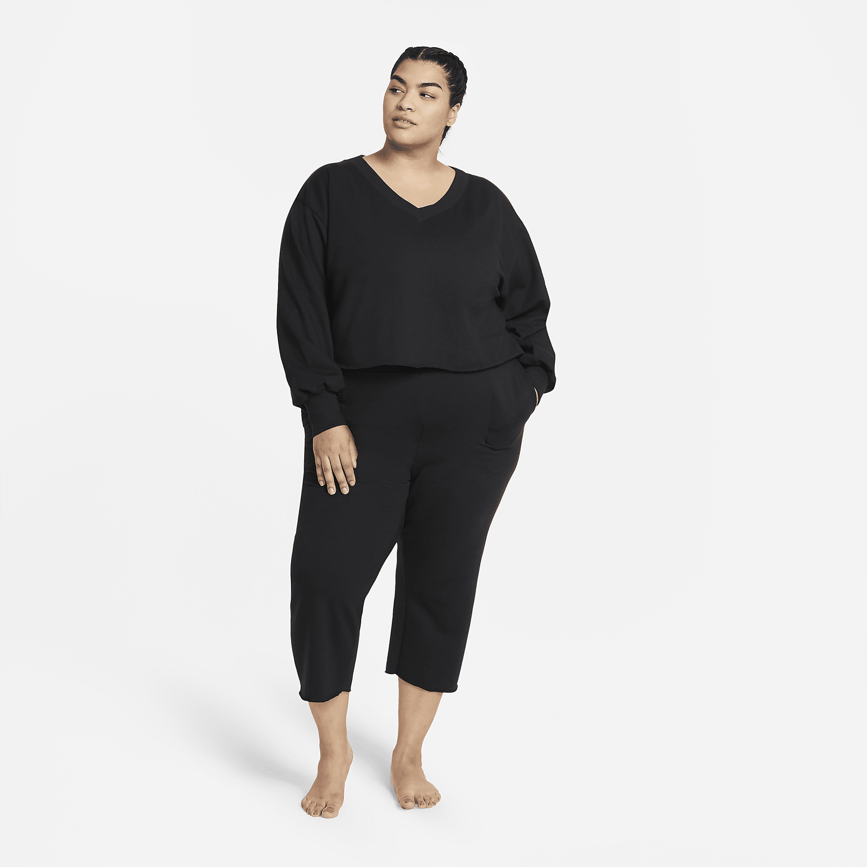 Women's Fleece V-Neck Top (Plus Size)