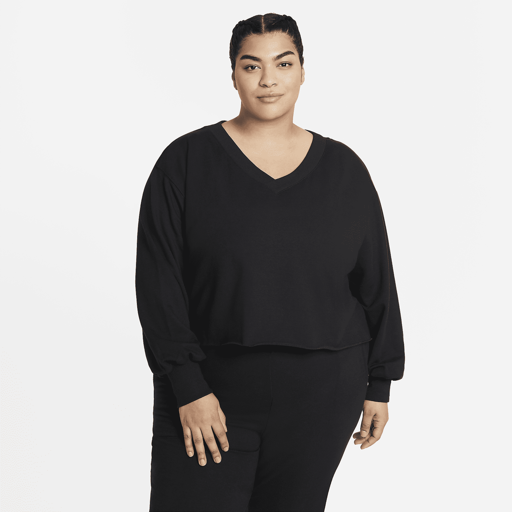 Women's Fleece V-Neck Top (Plus Size)
