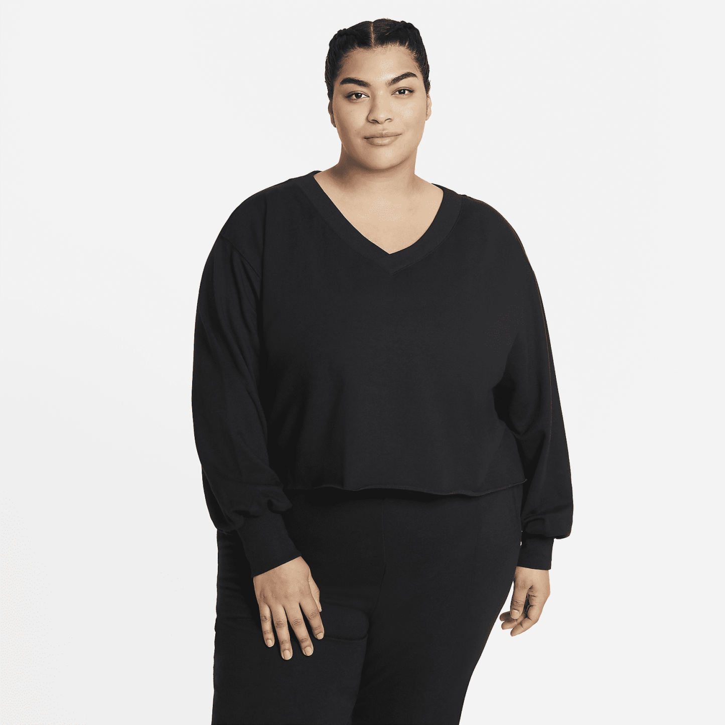 Women's Fleece V-Neck Top (Plus Size)