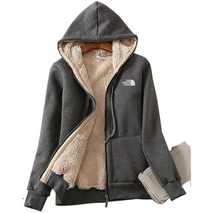 TNF Women's Casual Full Zip Up Sherpa Lined Hoodie Sweatshirt Jacket Coat