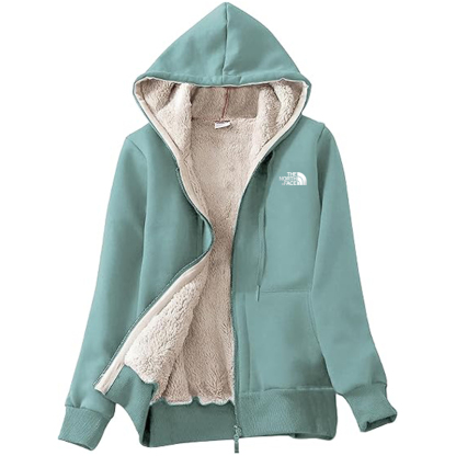 TNF Women's Casual Full Zip Up Sherpa Lined Hoodie Sweatshirt Jacket Coat