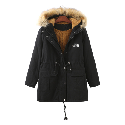 women's cotton coat hooded plus velvet autumn and winter large size cotton coat