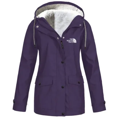 Women's fleece windproof hooded jacket