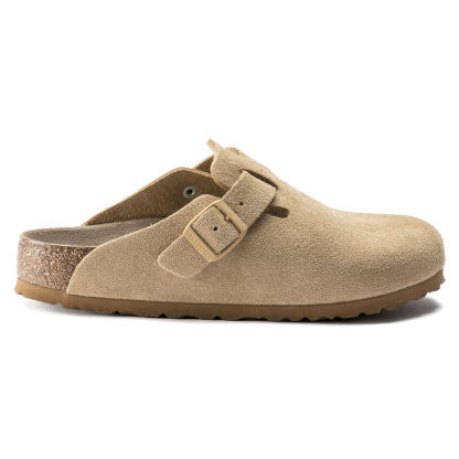 Birketthhnstock Boston Soft Footbed Suede Leather Latte Cream