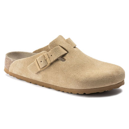 Birketthhnstock Boston Soft Footbed Suede Leather Latte Cream