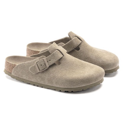 Birketthhnstock Boston Soft Footbed Suede Leather  Faded Khaki
