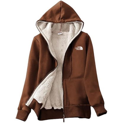 TNF Women's Casual Full Zip Up Sherpa Lined Hoodie Sweatshirt Jacket Coat
