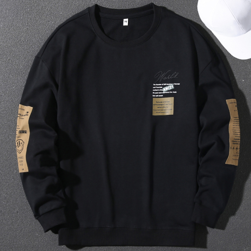 Handsome Japanese sweatshirt men's autumn and winter trendy new round neck pullover long-sleeved printed loose casual versatile top