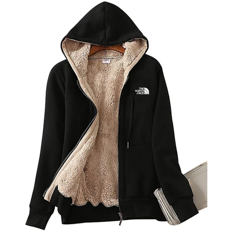 TNF Women's Casual Full Zip Up Sherpa Lined Hoodie Sweatshirt Jacket Coat