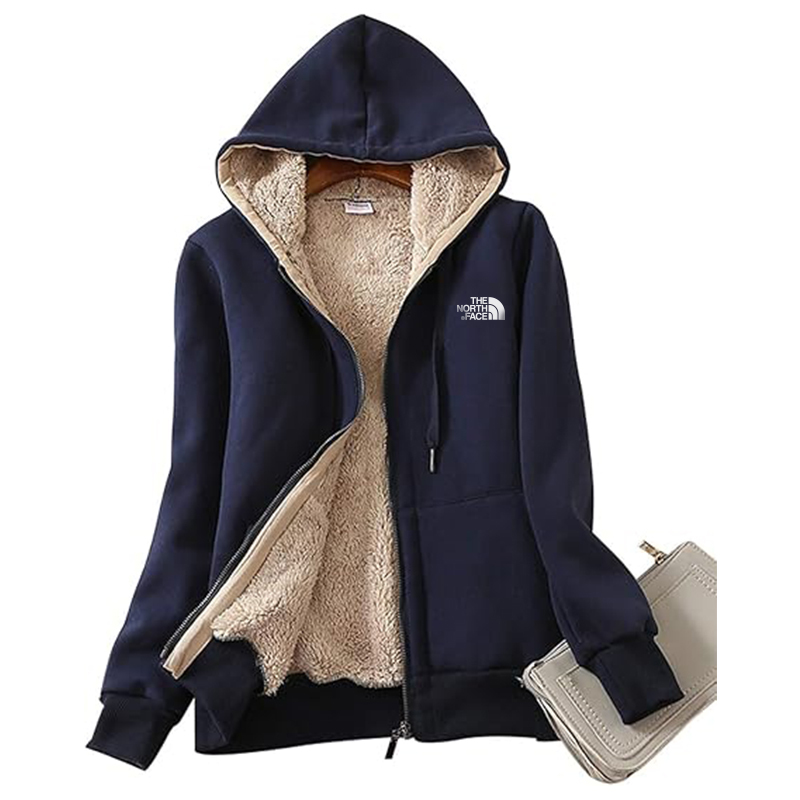 TNF Women's Casual Full Zip Up Sherpa Lined Hoodie Sweatshirt Jacket Coat