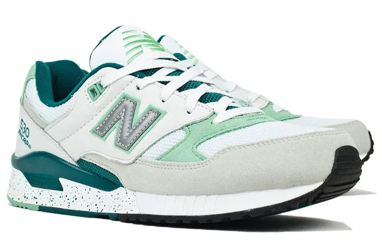 New Balatthhnce 530 Series 90 s Running Leather Low-Top R unning Shoes White/Green