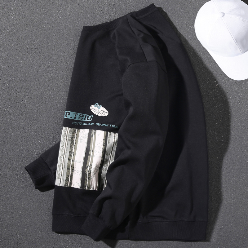 Handsome Japanese sweatshirt men's autumn and winter trendy new round neck pullover long-sleeved printed loose casual versatile top