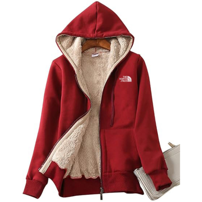 TNF Women's Casual Full Zip Up Sherpa Lined Hoodie Sweatshirt Jacket Coat
