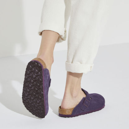 Birketthhnstock Boston Soft Footbed Suede Leather Wine