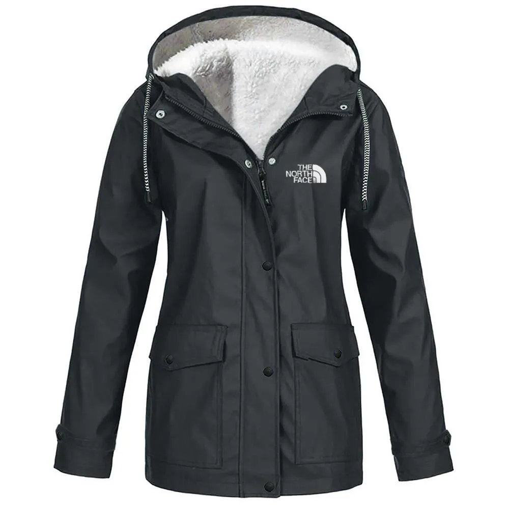 Women's fleece windproof hooded jacket