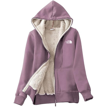 TNF Women's Casual Full Zip Up Sherpa Lined Hoodie Sweatshirt Jacket Coat