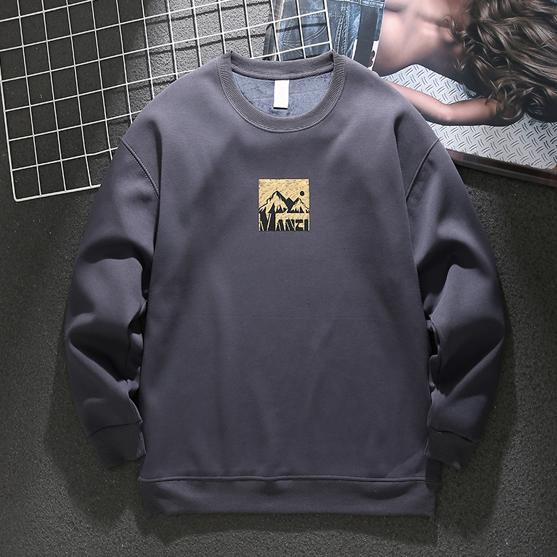 [Copy]American trendy printed sweatshirt with floral velvet and thickening