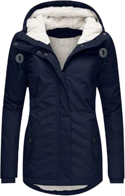 Parka con forro de sherpa para mujer, abrigo cálido de invierno con capucha y abrigo grueso
